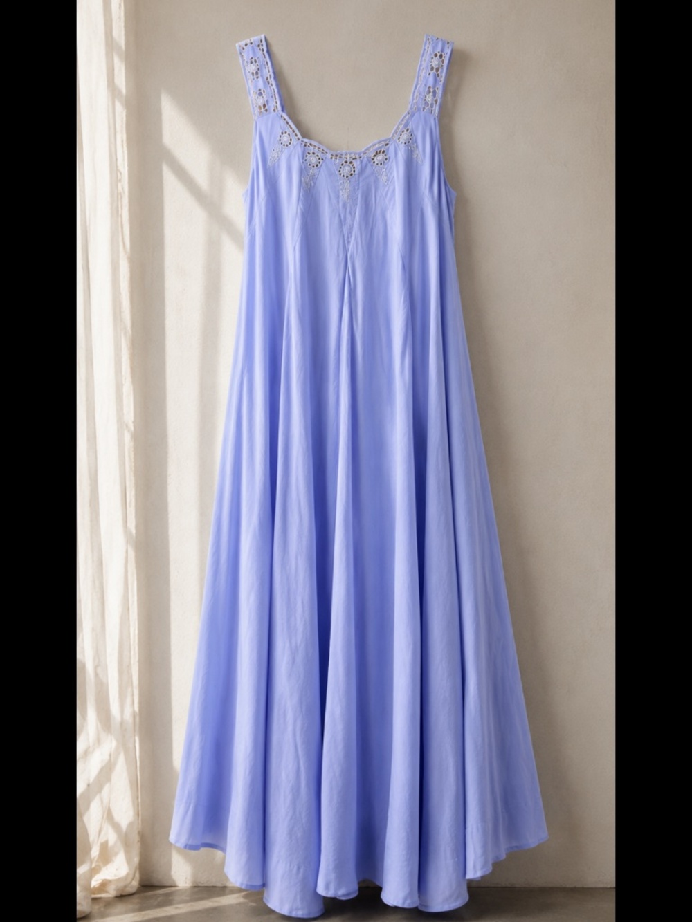 Free People To The Moon Maxi Dress in Poplin Blue Sz XL EUC $168R - Picture 11 of 11